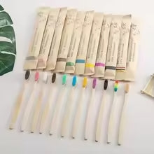 10Pcs Eco friendly Bamboo Toothbrush, Reusable Toothbrushes, Portable Any Age Wooden Soft Tooth Brush for Home, Travel, Or Hotel